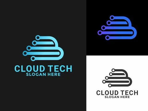 Cloud tech logo design vector, Modern Technology digital logo design template Stock Illustration