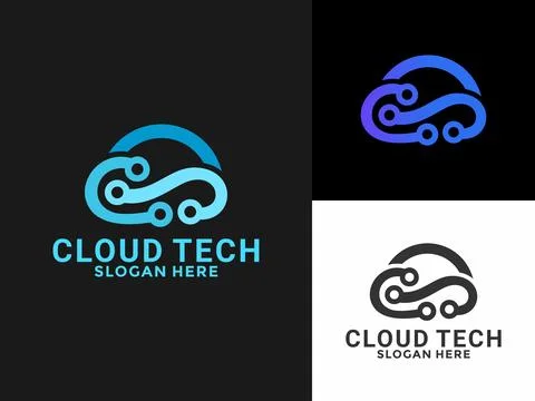 Cloud tech logo design vector, Modern Technology digital logo design template Stock Illustration