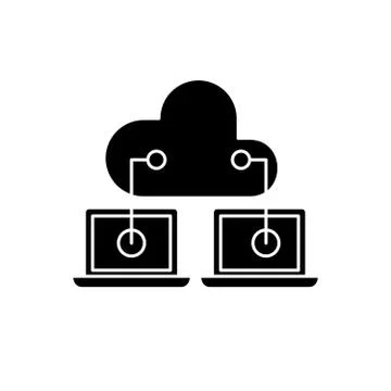 Cloud technologies black icon, vector sign on isolated background. Cloud Stock Illustration