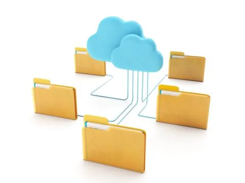 Cloud technologies. group of computer folders connected to the cloud Stock Illustration