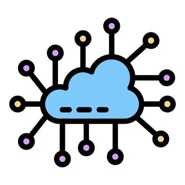 Cloud technologies icon color outline vector Stock Illustration