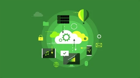 Cloud technologies interactive process illustration. Stock Footage 244413274
