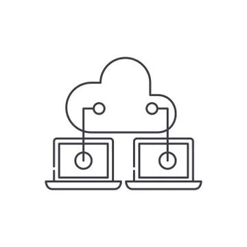 Cloud technologies line icon concept. Cloud technologies vector linear Stock Illustration