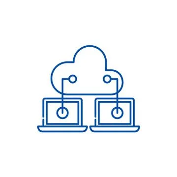 Cloud technologies line icon concept. Cloud technologies flat vector symbol 스톡 일러스트