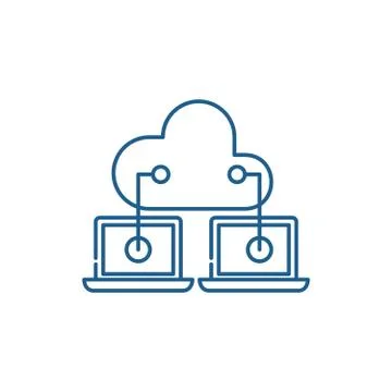 Cloud technologies line icon concept. Cloud technologies flat vector symbol Stock Illustration