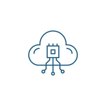 Cloud technologies system line icon concept. Cloud technologies system flat Illustrazione stock