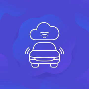 Cloud technologies for transport line vector icon Stock Illustration