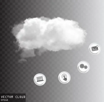 Cloud technologies vector illustration, single vector cloud isolated over tra Stock Illustration