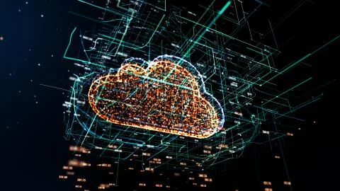 Cloud technology abstract 3D information technology illustration Stock Illustration