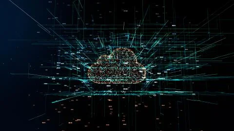 Cloud technology abstract 3D information technology illustration Illustrazione stock