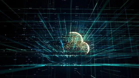 Cloud technology abstract 3D information technology illustration Illustrazione stock