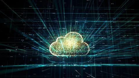 Cloud technology abstract 3D information technology illustration Stock Illustration