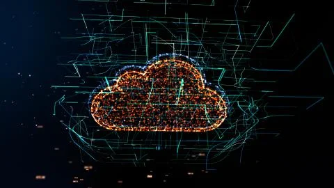 Cloud technology abstract 3D information technology illustration Illustrazione stock