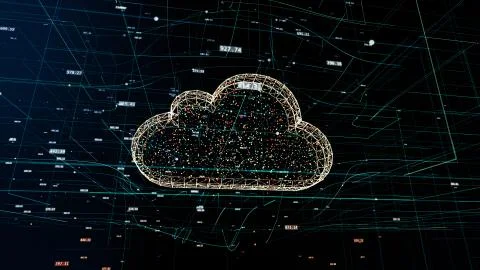 Cloud technology abstract 3D information technology illustration Illustrazione stock