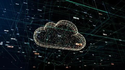 Cloud technology abstract 3D information technology illustration Stock Illustration