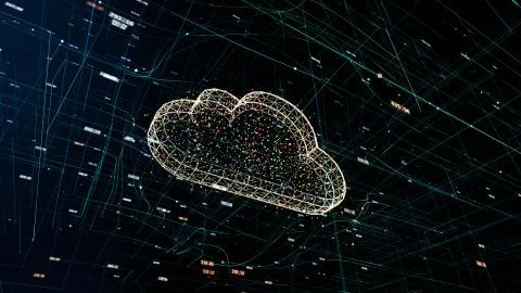 Cloud technology abstract 3D information technology illustration Stock Illustration