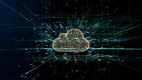 Cloud technology abstract 3D information technology illustration イラスト素材