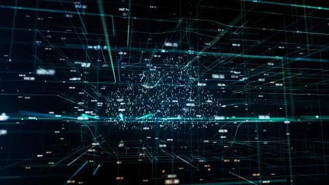 Cloud technology abstract 3D information technology illustration Illustrazione stock