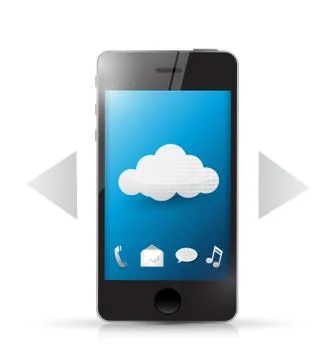 Cloud technology access using phone. Stock Illustration