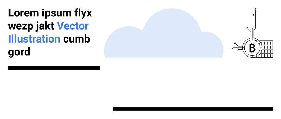 Cloud Technology and Bitcoin Integration Concept with Blue Cloud and Circui.. Illustrazione stock