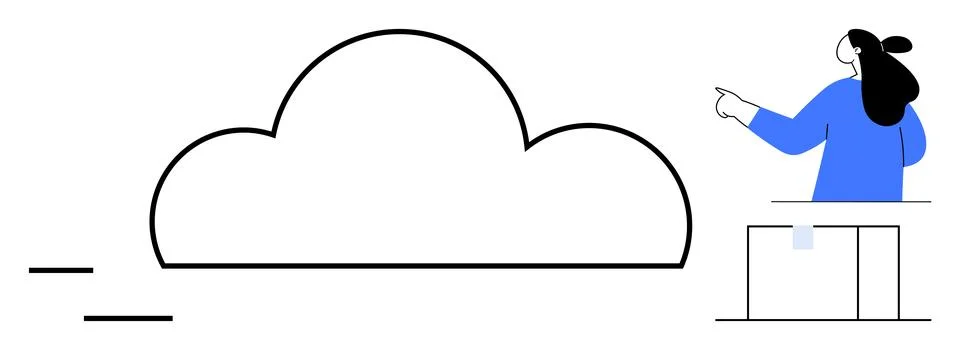 Cloud Technology and Business Integration Concept with Businesswoman Stock Illustration