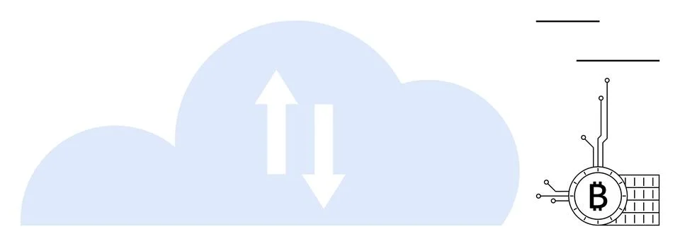 Cloud Technology and Cryptocurrency Integration Concept in Vector Design 스톡 일러스트