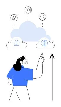 Cloud Technology and Cybersecurity Unlocking Global Connectivity and Data C.. Illustrazione stock