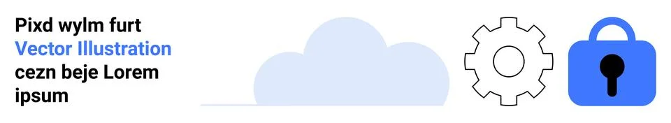 Cloud technology and data security with gear and padlock symbols Stock Illustration