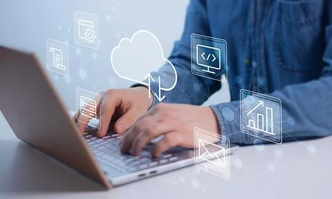 Cloud technology and Data storage concept, Concept of Exchange information a Foto stock