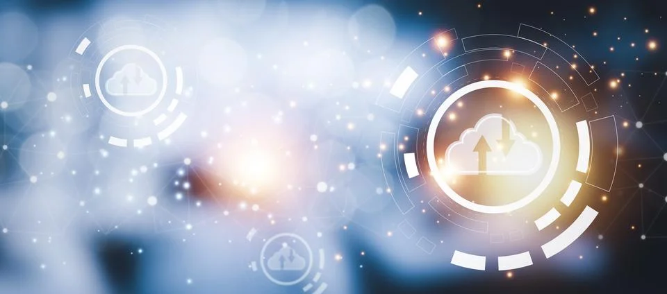 Cloud technology and Data storage concept, Global network of metaverse system Stock Photos