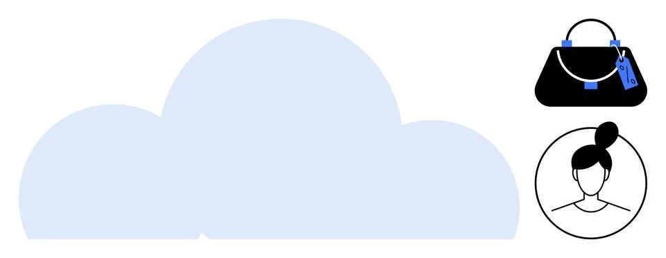 Cloud Technology and E-Commerce with Fashion and Personal Identity Icons 스톡 일러스트
