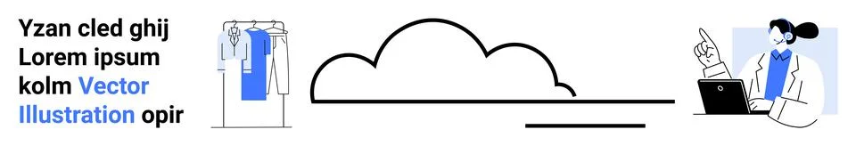 Cloud Technology and Virtual Collaboration with Diverse Team Interaction an.. Illustrazione stock