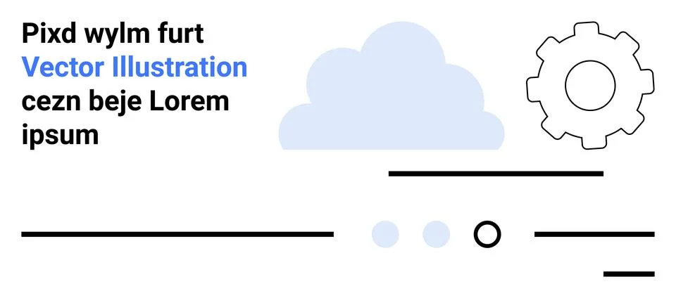 Cloud Technology and Workflow Management Concept with Gear and Text Elements Stock Illustration