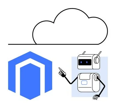 Cloud technology, artificial intelligence, data storage, robotics, future tec Illustrazione stock