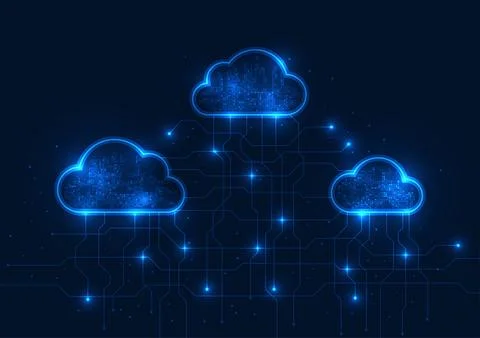 Cloud technology background cloud storage system cyber processing together .. Stockillustratie