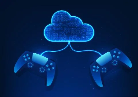 Cloud technology background connected to a gamepad or Cloud Gaming, a techn.. Stockillustratie