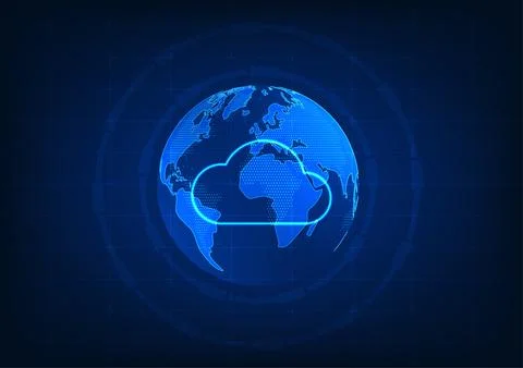 Cloud technology background with Earth conveys important data collected thr.. 스톡 일러스트