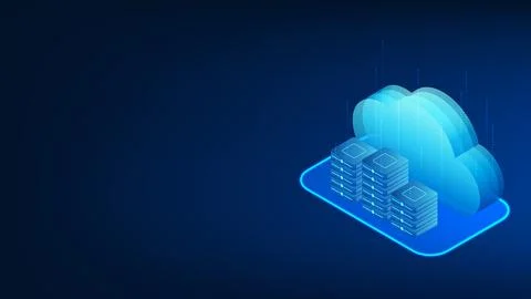 Cloud technology background server systems and storage elements connected w.. Illustrazione stock