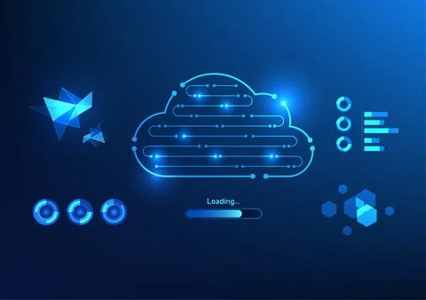 Cloud technology background that is a technology circuit Equipped with high.. Stockillustratie
