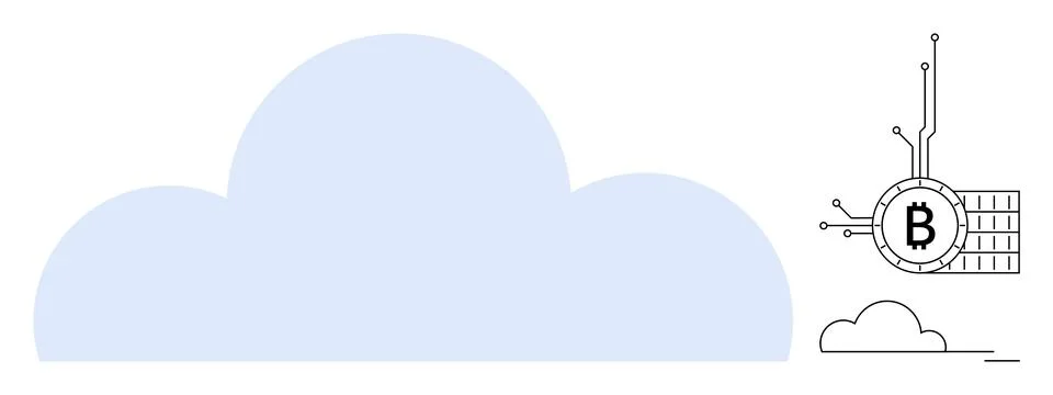 Cloud Technology with Bitcoin Integration Showing Digital Currency Connectivi Stock Illustration