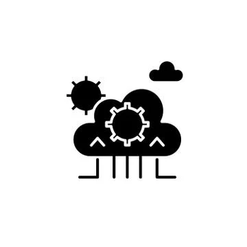Cloud technology black icon, vector sign on isolated background. Cloud Stock Illustration