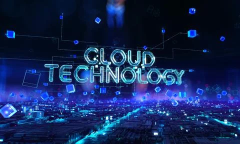 Cloud Technology - businessman working and touching with augmented virtual Stock Illustration
