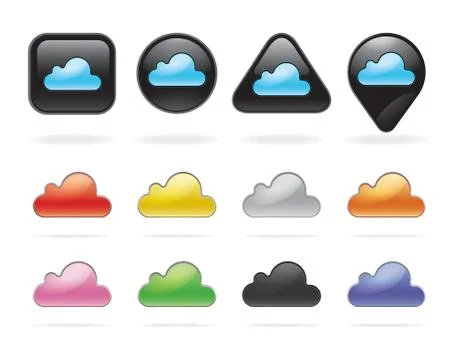 Cloud technology buttons and icons set. Vector illustration Stock Illustration