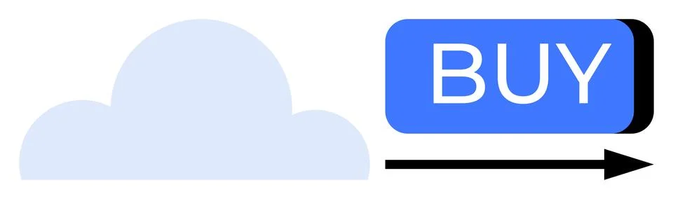 Cloud Technology with Buy Button for Online Services and E-Commerce Solutions 库存插图