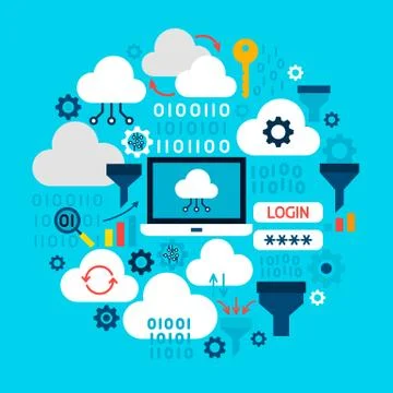 Cloud Technology Circle Concept 스톡 일러스트