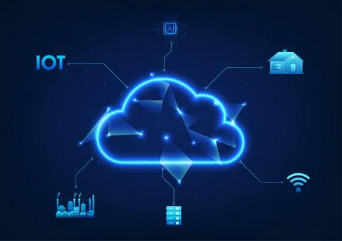 Cloud technology with circuits that connect to the Internet to access the I.. 스톡 일러스트