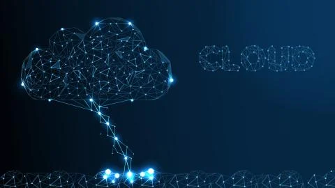 Cloud Technology. Cloud Computing, Big Data or Cloud Computing Concept. Abstract 스톡 일러스트