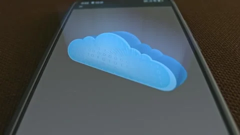 Cloud Technology, Cloud Computing themed graphic presentation on smartphone Stock Footage 303426861