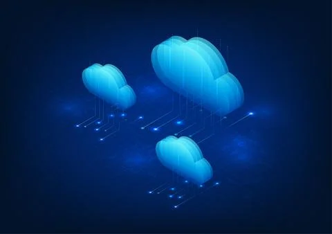 Cloud technology Cloud that is storing data in the system and transfer from.. 스톡 일러스트