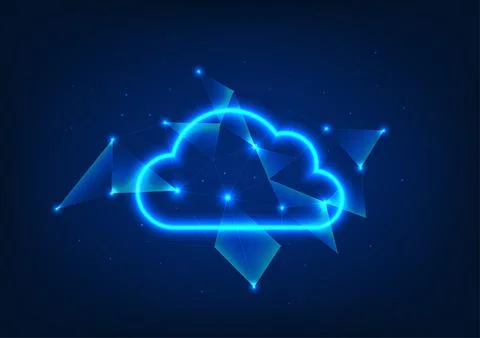 Cloud technology Clouds with light all around and connected lines. Depicts .. Stockillustratie